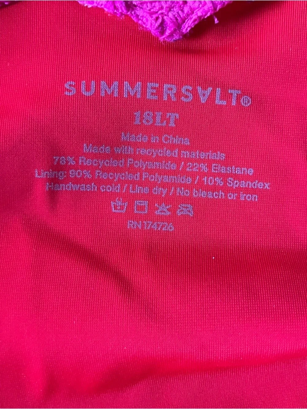 Summersalt Pink Red Summer Beach Marina One Piece Bathing Suit 18 LT Long Torso - Picture 8 of 9